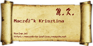 Maczák Krisztina névjegykártya