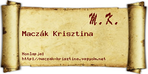Maczák Krisztina névjegykártya